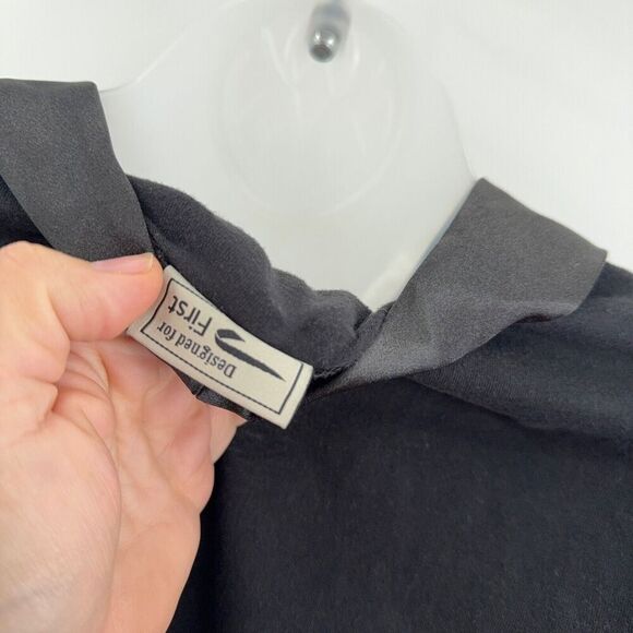 Temperley London M Black Satin Collar Scoop Cotton T Shirt Top Long Sleeve - Picture 9 of 12